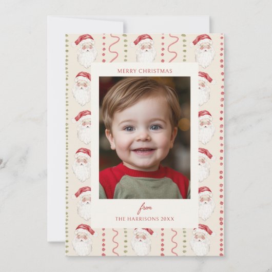 Rode boog kerstkrans foto feestdagenkaart (Voorkant)
