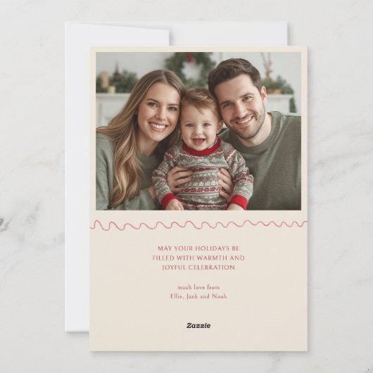 Rode boog kerstkrans foto feestdagenkaart (Achterkant)