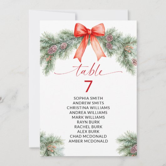 Rode boog kersttafel nummer Zittabel Grafiek Kaart (Voorkant)