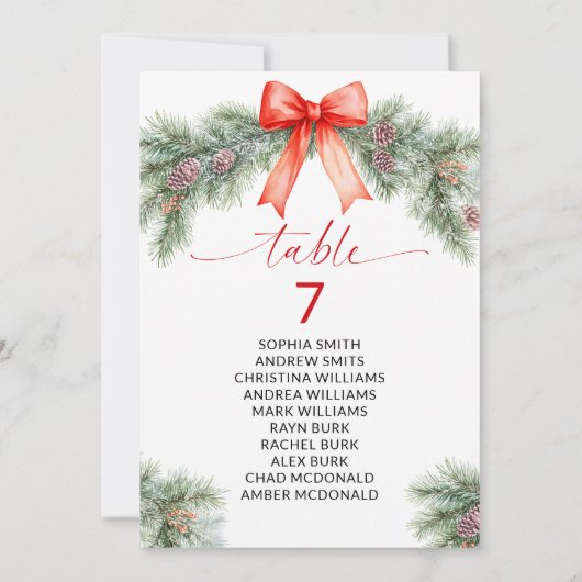 Rode boog kersttafel nummer Zittabel Grafiek Kaart (Achterkant)