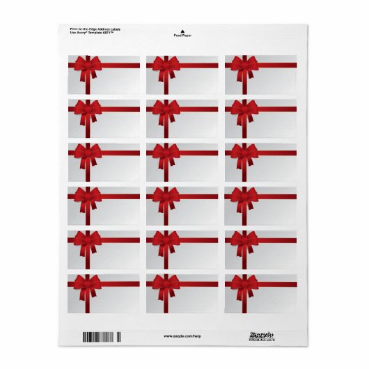 Rode boog kerstvakantie etiket (Full Sheet)