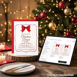 Rode Boog Klassieke Traditionele Kerst Uitnodiging