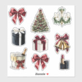 Rode Boog Kroonluchter Bellen Kerstmis Sticker (Vel)
