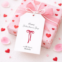 Rode Boog op de witte bg Valentijnsdag Gift labels