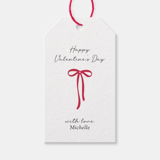 Rode Boog op de witte bg Valentijnsdag Gift labels Cadeaulabel (Voorkant)