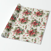 Rode boog op vakantie greens cadeaupapier (Uitgerold)