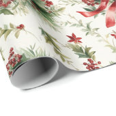 Rode boog op vakantie greens cadeaupapier (Rol Hoek)