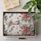 Rode boog op vakantie greens tissuepapier (Geschenk)
