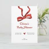 Rode boog stropdas lint baby shower kaart (Staand voorkant)