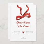 Rode boog stropdas lint kaart (Voorkant / Achterkant)