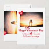 Rode boog Valentijnsdag voeg foto naam hart liefde Briefkaart (Voorkant / Achterkant)