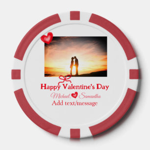 Rode boog Valentijnsdag voeg foto naam hart liefde Poker Chips