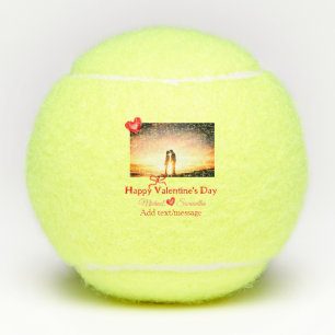 Rode boog Valentijnsdag voeg foto naam hart liefde Tennisballen