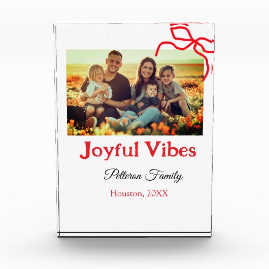 Rode boog vreugdevolle Vibes voeg familienaam foto (Voorkant)