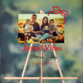 Rode boog vreugdevolle Vibes voeg familienaam foto Acryl Bord (Neutraal)