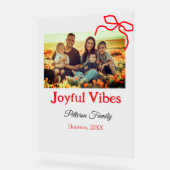 Rode boog vreugdevolle Vibes voeg familienaam foto Acryl Bord (Hoek)