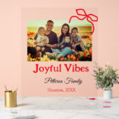 Rode boog vreugdevolle Vibes voeg familienaam foto Acryl Bord (Huwelijk)