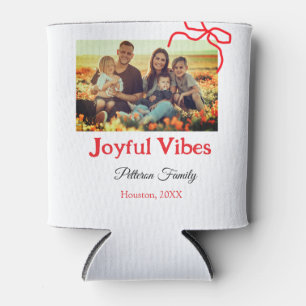 Rode boog vreugdevolle Vibes voeg familienaam foto Blikjeskoeler
