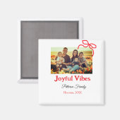 Rode boog vreugdevolle Vibes voeg familienaam foto Magneet (Voorkant / Achterkant)