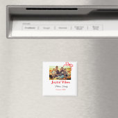 Rode boog vreugdevolle Vibes voeg familienaam foto Magneet (Insitu (Vaatwasser))