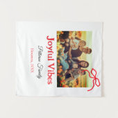 Rode boog vreugdevolle Vibes voeg familienaam foto Wandkleed (Voorkant (horizontaal))