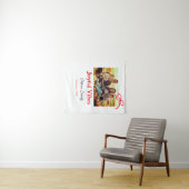 Rode boog vreugdevolle Vibes voeg familienaam foto Wandkleed (In Situ (horizontaal))