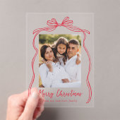  rode boog vrolijke kerstfoto acryl uitnodigingen (Insitu (Draagbaar))