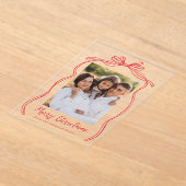  rode boog vrolijke kerstfoto acryl uitnodigingen (Laagn)