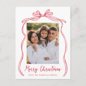  rode boog vrolijke kerstfoto feestdagenkaart (Voorkant)