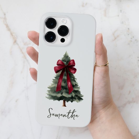 Rode Boog Waterverf Kerstboom Script Naam Case-Mate iPhone Case