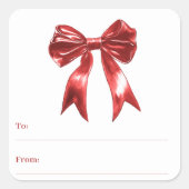 Rode boog wit tot cadeau van inpakken vierkante sticker (Voorkant)