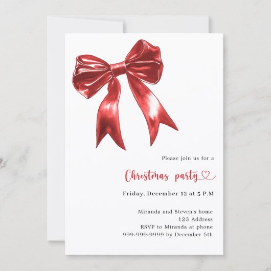 Rode boog witte kerstfeest kaart (Voorkant)