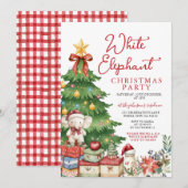 Rode Boog Witte Olifant Kerstfeest Uitwisseling Kaart (Voorkant / Achterkant)