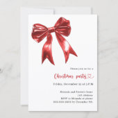 Rode boog witte QR code Kerstfeest Kaart (Voorkant)