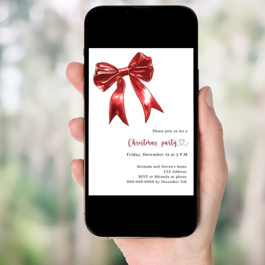 Rode boog witte QR code Kerstfeest Kaart