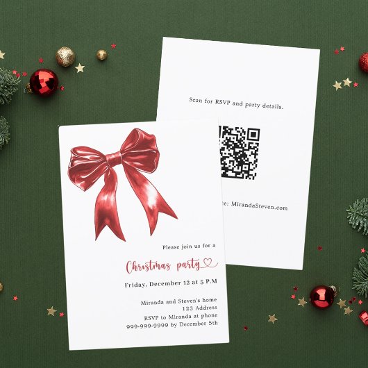 Rode boog witte QR code Kerstfeest Kaart