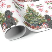 Rode boog zwart standaard poedel hond vakantie boo cadeaupapier (Rol Hoek)