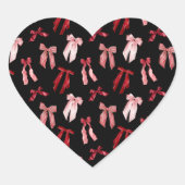 Rode boog zwarte achtergrond hart sticker (Voorkant)