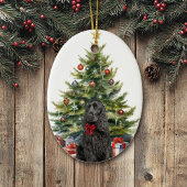 Rode boog zwarte cocker spaniel hond keramisch ornament