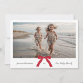 RODE boog ZWARTE inkt vrolijkste kerstfoto Feestdagenkaart (Voorkant)