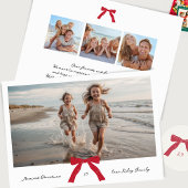 RODE boog ZWARTE inkt vrolijkste kerstfoto Feestdagenkaart