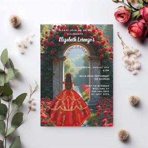 Rode boogjurk rozen Quinceanera Kaart