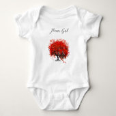 Rode Boom Bloem Meisje Bruiloft Party T-Shirts (Voorkant)