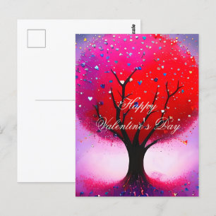 Rode boom en harten valentijn briefkaart