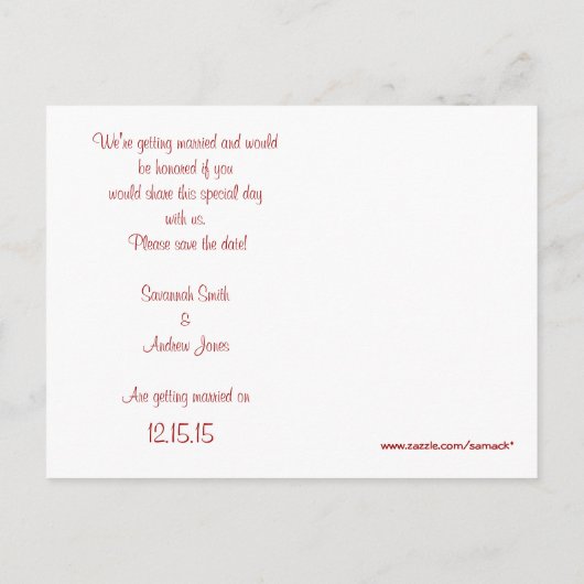 Rode Boom Huwelijks T-Shirts, Cadeaus, Stickers & Aankondigingskaart (Achterkant)