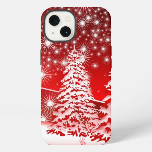 Rode boom met sneeuw iPhone hoesje (Achterkant)