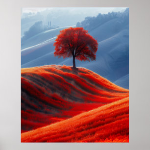 Rode Boom op Rode Veld Poster