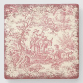  rode boom Toile de Jouy afgedrukt Stenen Onderzetter (Voorkant)