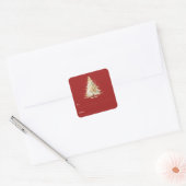 Rode boom tot sneeuw met kerst vierkante sticker (Envelop)