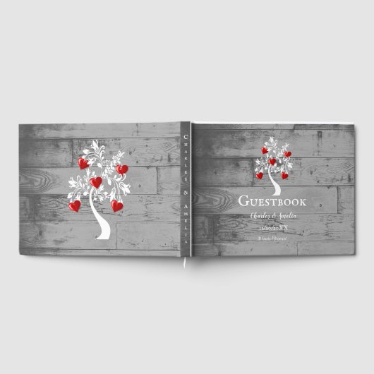 Rode boom van Hearts Wedding Guestbook Gastenboek (Volledig)
